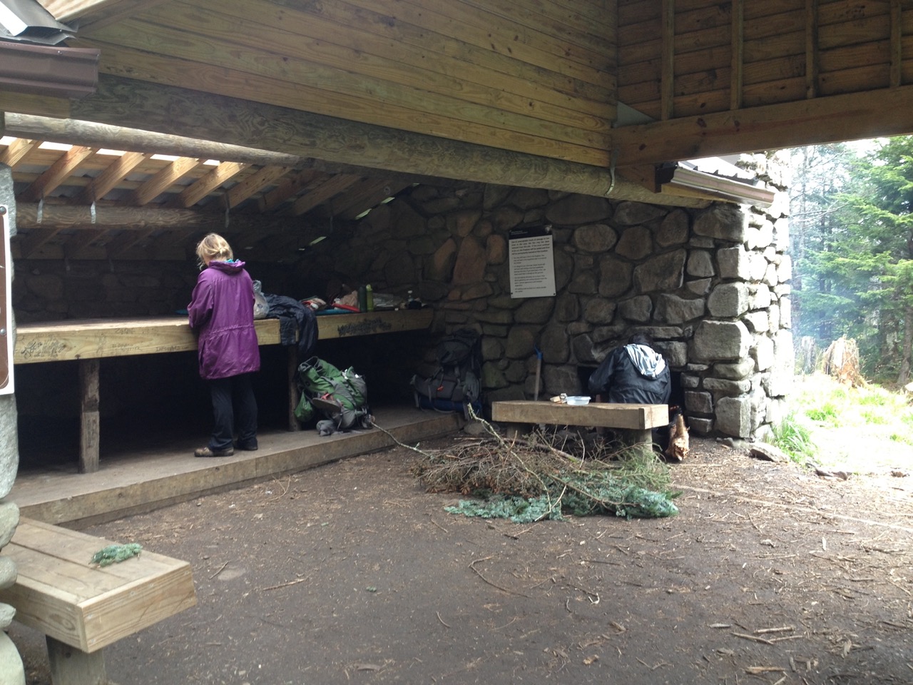 Shelter with a fireplace