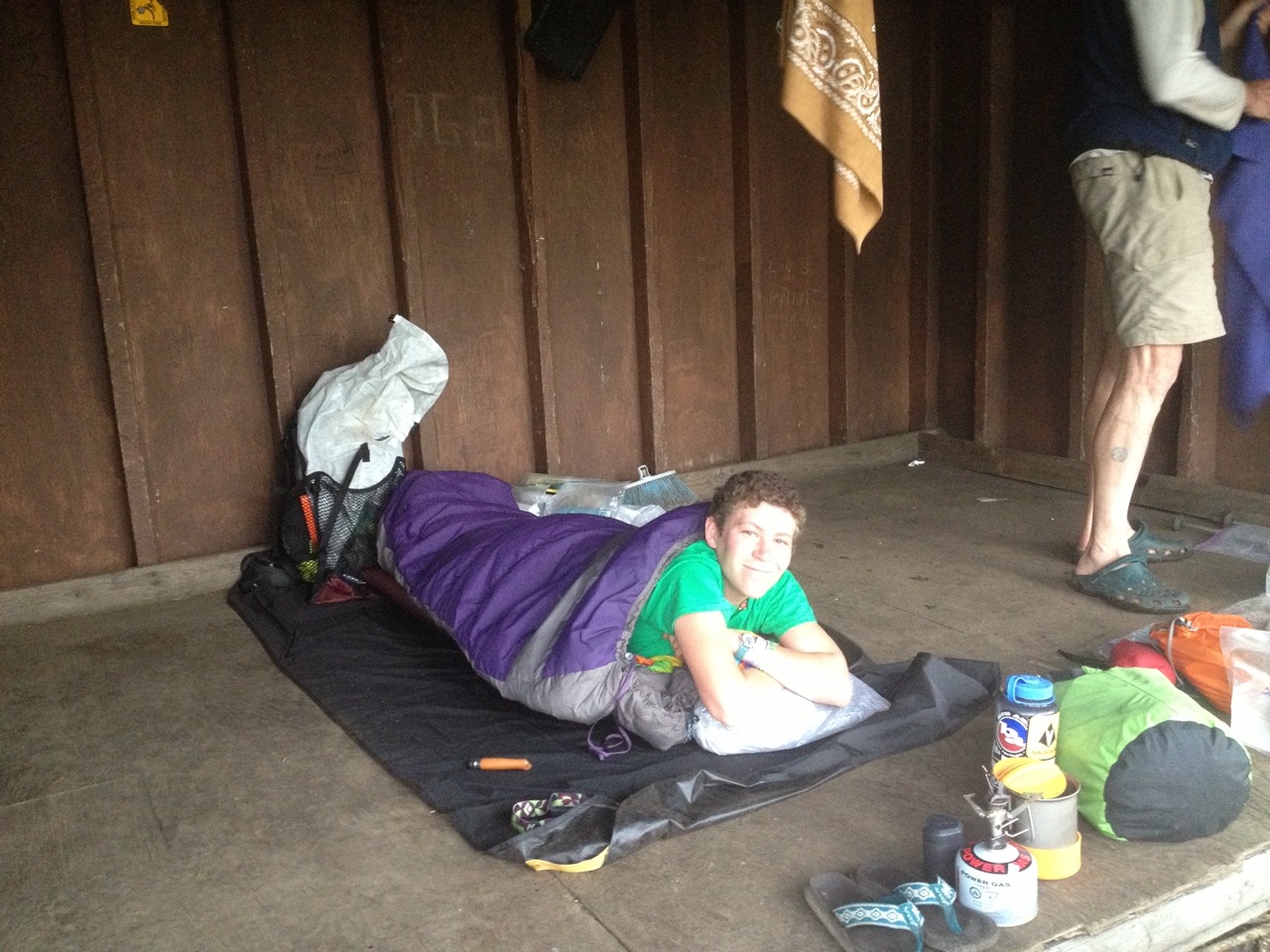 Wings in her sleeping bag